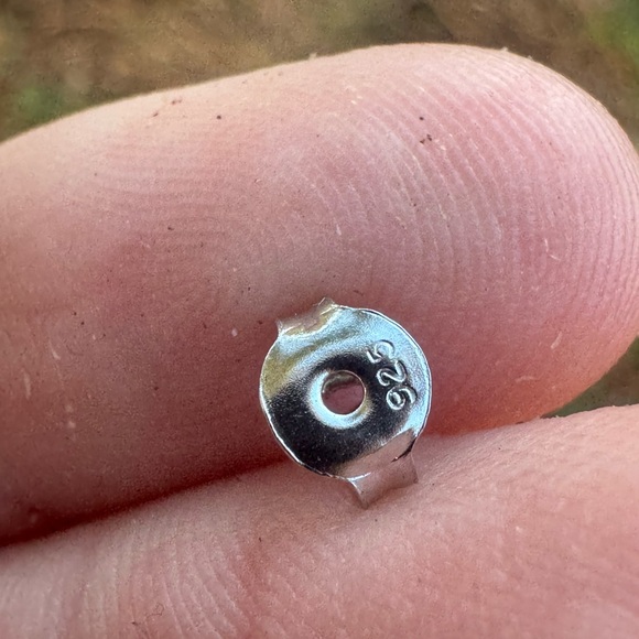 Estate Ruby and Sterling Silver Earrings - Picture 6 of 15